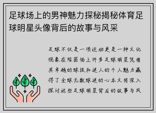 足球场上的男神魅力探秘揭秘体育足球明星头像背后的故事与风采